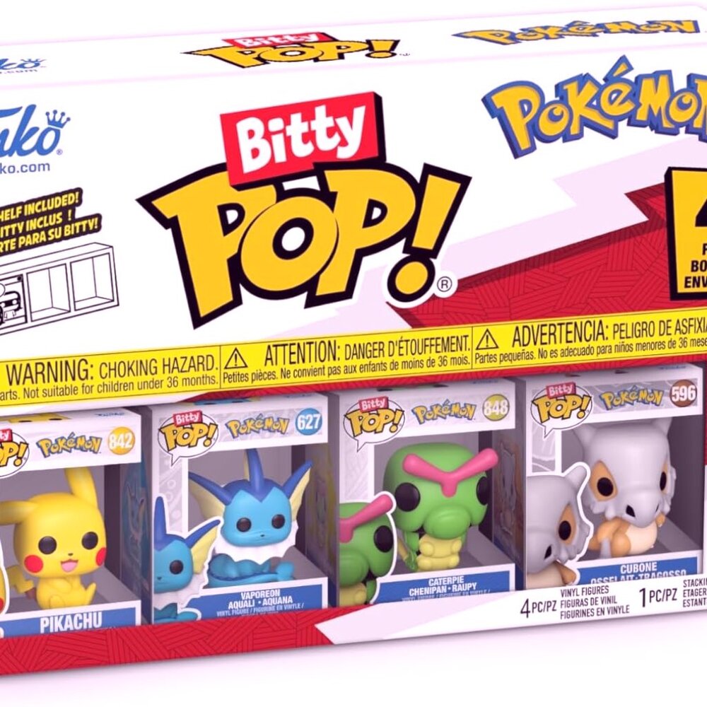 Funko Pop! Bitty Pokemon - Pikachu, Vaporeon, Caterpie, and Cubone